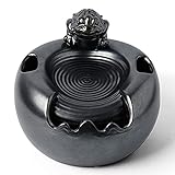 BUNUMO Indoor Fountains and Waterfalls Indoor Round Table Fountain Ceramic Fountain Living Room Office Foyer Lucky Decoration Gifts, 9.4-Inch, Black Desktop Fountains and Waterfalls Small