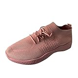 Damen Sneaker Atmungsaktiv Schnürhalbschuhe Schnürung Schuhe Sportlicher Trainingsschuh Sportschuhe Laufschuhe Schnürer Turnschuhe Schnürschuhe(1-Pink/Pink,41) 156