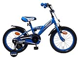 Amigo BMX Turbo - Kinderfahrrad für Jungen - 16 Zoll - mit Handbremse, Rücktritt, Lenkerpolster und Stützräder - ab 4-6 Jahre - Blau