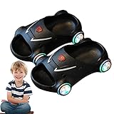 IDOBLO Kinder Rutschen | Sandalen mit Beleuchtung in Autoform - Hausschuhe für Kleinkinder für Hausdusche Strand Reifendesign 30 ° nach vorne kippen