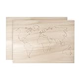 Rayher 62810000 Holz-Weltkarte, FSC 100%, 42 x 29,7 x 0,4cm, gelasert