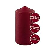 FINK dunkelrote Kerzen für Advent Nikolaus Weihnachten - rußarm - lange Brenndauer ca 80 Stunden - Weihnachtsdeko H 15 D 8