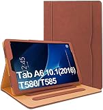 Danycase Schutzhülle für Samsung Galaxy Tab A 10.1 SM-T580/T585, PU-Leder, mit Dokumentenkartenfach, mehrere Betrachtungswinkel (braun)