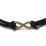 COOLSTEELANDBEYOND Choker Halsketten Schwarz Halskette für Damen mit Klein Infinity Unendlich Liebe Charm Anhänger