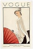 Wanddekorationen Vintage Art Vogue Cover 1928 Frau mit Regenschirm Vintage Kunstdruck Bild Gemälde Wohnzimmer Schlafzimmer Dekor40x60cm Kein Rahmen
