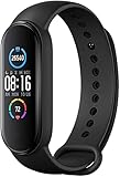 Xiaomi Mi Band 5, Smart Band 5 Global Version, Smartwatch mit Aktivitätsarmband, 2,7 cm (1,1 Zoll), AMOLED-Farbdisplay, Herzfrequenzmesser, 11 Trainingsmodi, 5 ATM, Schwarz