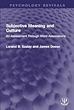 Subjective Meaning and Culture: An Assessment Through Word Associations (Psychology Revivals) (English Edition)