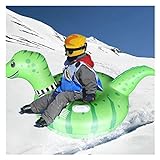 67-Zoll-Dinosaurier-Schneeschlauch, umweltfreundlicher aufblasbarer PVC-Schneeschlauch-Schlitten für Kinder und Erwachsene, 0,4 + 0,6 mm dicker Skiringsitz, Outdoor-Schneeschlauch-Winterspielzeug