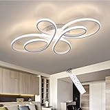 ZMH LED Deckenleuchte Wohnzimmer Moderne LED Deckenlampe Weiß Dimmbar mit Fernbedienung 65 Watt aus Metall in Schmetterlingforming Design für Schlafzimmer