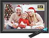 OBVHNUA 10,1' Digitaler Bilderrahmen 128 GB Elektronischer Fotorahmen 1280 * 800 IPS-Bildschirm mit Fernbedienung Foto Musik Video Player Kalenderfunktion, USB- oder SD-Karte, Wandmontierb