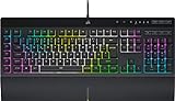 Corsair K55 RGB PRO XT Kabelgebundene Membran-Gaming-Tastatur (Dynamische RGB-Hintergrundbeleuchtung, 6 Makro-Tasten mit Elgato Software-Integration, IP42 Staub-und Spritzwasserschutz) QWERTY, Schwarz