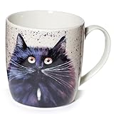 Puckator Kim Haskins Porzellan-Tasse mit Katzen-Motiv, für Tee, Kaffee, heiße Getränke, mikrowellen- und spülmaschinenfest, Höhe: 9,5 cm, Breite: 12 cm, Tiefe: 8 cm, Fassungsvermögen: 300 ml