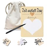 Gutschein Puzzle Geburtstagskarte, Zeit anstatt Zeug, Gutschein zum Selber Ausfüllen, Personalisierte Geschenke Idee, Gutscheinkarte zum Selbstgestalten, mit Baumwoll-Säckchen und Marker,20-Teilig