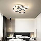 PALHERU DREI Ringe Kreative LED Deckenlampe Schlafzimmer Dimmbar Moderne Deckenleuchte Wohnzimmer Studieraum Leuchte,Black warm Light,52CM