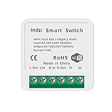 Smart Switch Smart WiFi Schalter Lichtschalter Relais Modul Fernbedienung mit Smart Life, Google Home, Sprachsteuerung mit Alexa, Google Assistant, 16A (1 PCS)