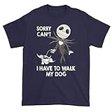 Zoko Apparel I Had to Walk My Dog Jack Skellington Unisex-Shirt, Unisex Marineblau, XXL