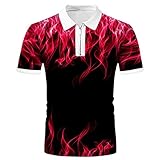 Männer Frühling Sommer Tops Shirt Reißverschluss Flammendruck Kurzarm Casual T Shirt Tops Fashion Top Shirt Poloshirts Herren Pflege