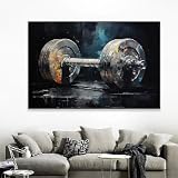 TONGYINLI Langhantel-Graffiti-Leinwandgemälde, dunkle Farbe, Wandkunst, Poster, motivierende Fitness, Sport, Wandkunstdrucke, Fitnessstudio-Zimmerbild, 40 x 60 cm,