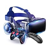 VR Brille für iPhone Handy, Virtual Reality Brille Headset mit Bluetooth Fernbedienung für 3D Film Spiele für iPhone 13 Pro Max/12/11/Xs für Samsung S22/S21/S20/S10/Plus Android Smartphone 4.7-6.5in