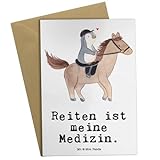 Mr. & Mrs. Panda Grußkarte Pferd Reiten Medizin - Weiß - Einladungskarte, Hochzeitskarte, Glückwunschkarte, Klappkarte, Geburtstagskarte
