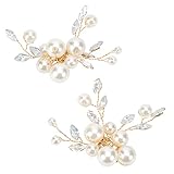 FINGERINSPIRE 2 Stück Schuhclips mit simulierten Kristallperlen(53x57mm Weiß) DIY Braut Blumen Schuhschnalle Strass Metall Schuhdekoration Zubehör für Hochzeit Party Geldbörse Gürtel Hardware DIY