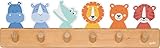 goki 60689 Garderobe Tierfreunde aus Holz mit 6 Haken, 40 x 6 x 12 cm, Bunte Kindergarderobe mit niedlichen Tiermotiven, Hakenleiste fü