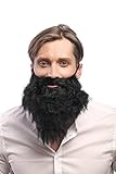 WIG ME UP - 9537B-P103 Bart Vollbart Schwarz Karneval Halloween Hipster Räuber Bandit Prophet M