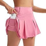 Blaosn Flowy Tennisröcke für Damen, Workout, athletisch, Golf, plissiert, mit Shorts, hohe Taille, niedliche Kleidung, Sommer, Pink, XX-Small