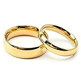 Mesnt Ring Paar Hochzeit, Edelstahlring Hochglanzpolierter Bandring Gold Ringe Paare Personalisiert Anpassbar, Damen P 1/2 & Herren N 1/2