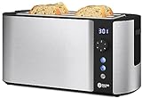 Balter Toaster 4 Scheiben, Langschlitz, Edelstahl, Brötchenaufsatz, LCD Display mit Restzeitanzeige, Auftaufunktion, Brotzentrierung, Krümelschublade, TS-04-LCD, Farbe: Silber