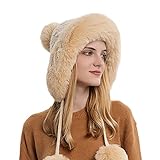 Bälle Samt mit drei Outdoor-Hut, Pullover, kalte und gestrickte Farbe, warme Mütze, Damen, plus dicke Hüte, Zobelmütze, beige, Einheitsgröße