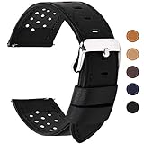 Fullmosa 6 Farben für Uhrenarmband mit Schnellverschluss, Breeze Serie Leder Ersatzband fürsmartwatch Samsung Armband,22mm Schwarz