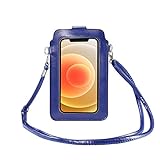CZX Touch Screen Mobile Wallet-Tasche mit Telefon Fenster abnehmbaren Trageriemen Handy-Beutel, Mappe, Dame-Karten-Beutel-Geldbeutel mit Fenstern leerer Taschen (Schwarz, Rosa, Braun, Blau), A2