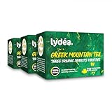 Lydea Bio Griechischer Bergtee, 60 Pyramiden, Premium Ganzblatt und Blüten Sideritis, Traditioneller und Authentischer Griechischer Tee, Natürlich Koffeinfrei, 3er Pack [3x20 Pyramiden]