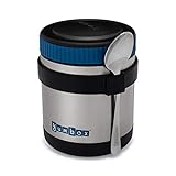 Yumbox Zuppa Thermobehälter mit breiter Öffnung, 400 ml, mit abnehmbarem Utensilienband, dreifach isolierter Edelstahl, hält 6 Stunden heiß oder 12 Stunden kalt, auslaufsicher, Schwarz