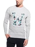 Woldo Athletic Herren Sweatshirt Pullover mit Blumenprint grau S