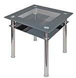ts-ideen Glas Beistelltisch Computertisch Esstisch Küchentisch Tisch Ecktisch Karo Schwarz Grau aus Edelstahl mit 10 mm ESG Sicherheitsglas