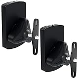 deleyCON 2X Universal Lautsprecher Wandhalterung Set Halterung Boxen Halter Schwenkbar + Neigbar bis 10Kg Deckenmontage + Wandmontage - Schwarz