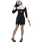 NET TOYS Halloween Zombie Nonne Horror Nonnenkostüm XL (46/48) Kostüm Ordensschwester Damenkostüm Ordensfrau