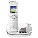 Panasonic KX-TGJ320GW Familien-Telefon mit Anrufbeantworter (schnurloses Telefon, strahlungsarm, Anrufschutz, DECT Basisstation, Freisprechen) weiß