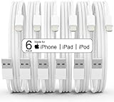 [Apple MFi Certified] 6er Pack iPhone Ladekabel, Schnellladeleitung, Lightning to USB Kabel, Datenkabel 1/1/2/2/2/3M USB iPhone Ladekabel für iPhone 14/13/12/11/XS/XR/X/8P/5S/SE, Mini/Air/Pro(Weiß)