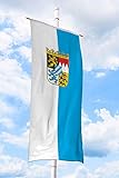 Deitert Bundesland-Flagge Bayern – 120x300 cm Bayern-Flagge mit Wappen (Raute), Bannerfahne aus reißfestem Polyester, Bayern-Fahne mit Doppelsicherheitsnaht gesäumt