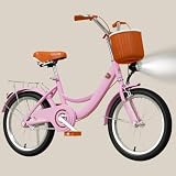 KLYDBMYT 16' 18' 20' 22' Zoll Kinderfahrrad für 6-13 Jahre alte Jungen und Mädchen mit Ständer, tragbares Kinderfahrrad im Retro-S