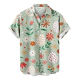 Herren T-Shirts Sommer Top Mode Ostern Kurzarm Casual Hawaiihemden Blusen Plus Size, Green a, XXL