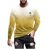 UHouse Tshirt Herren Langarm T-Shirt Basic Langarmshirt Freizeit Longsleeve Mode T Shirt Lang Arm Blitzangebote Rundhals Shirt Oversized Pullover mit Farbverlauf Dünne Sweatshirt Orange XL