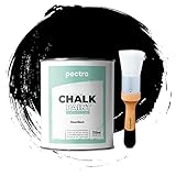 PACK Kreidefarbe für möbel 750ml + Malerpinsel speziell für Chalk Paint - Möbellack Natürlicher Kreideeffekt - Farbe für Holz (DUNKELSCHWARZ)
