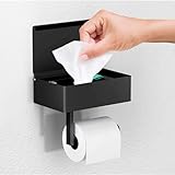Day Moon™ Toilettenpapierhalter Schwarz Matt, Feuchtes Toilettenpapier Box - Toilettenpapierhalter Mit Feuchttücherbox, Toilettenpapierhalter Mit Ablage - Klopapierhalter Schw