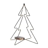 Weihnachts Deko Tanne Tischleuchte 38 LED - 30 cm - Metall Tannenbaum Weihnachtsbaum Fensterdeko Tischlampe schwarz