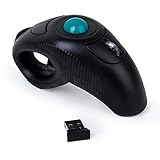 SKQOUI Kabellose Trackball-Maus, Mini-Handgerät, Trackball-Maus, kabellos, ergonomisch, optisch, Trackball, kabellose Maus, 10 m, 2,4 Hz, für PC, Laptop, Schwarz