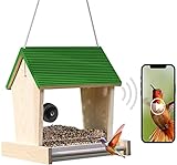 Vogel-Feeder mit Bewegung aktivierte drahtlose Kamera 1080p für Gartenvogel im Freien, Capture-Fotos, kompatibel mit Telefonen(64G TF Card, Green)